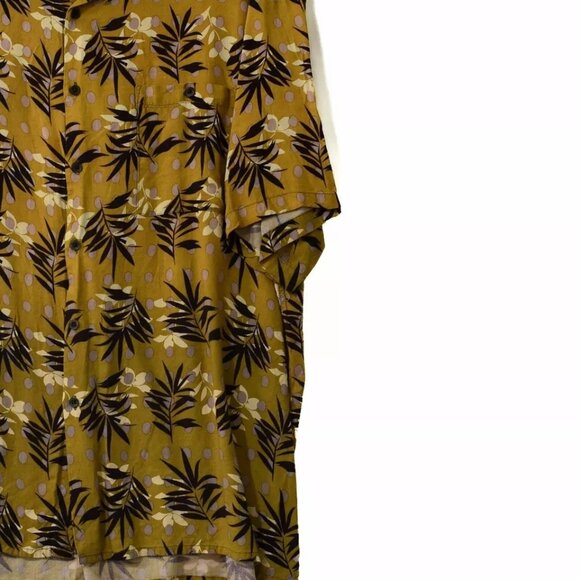 Bruno Banani Mens Caramel Black Button Up Shirt Floral Dot Short Sleeve 2XL - Picture 4 of 9